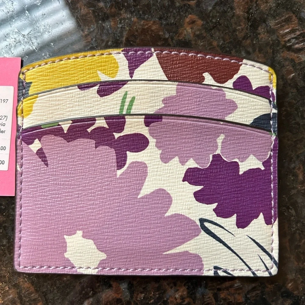 Kate Spade Floral Card Holder - Purple, Yellow, Green